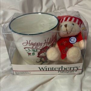 🆕 Winterberry Happy Holidays Mug and Bear Gift Set, New In Box!